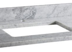 Stone Top, 37" White Carrara Marble Vanity Top Single Faucet Hole
