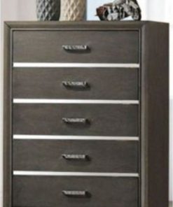 Wooden Five Drawer Chest With Bracket Legs, Gray