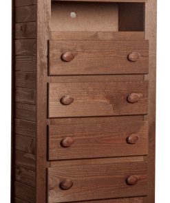 Wooden 4 Drawers Media Chest With 1 Top Shelf In Mahogany Finish, Brown