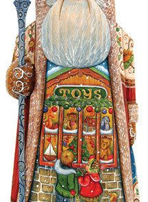 Wishes Santa, Woodcarved Figurine