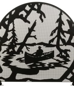 30W X 30H Canoe At Lake Arched Fireplace Screen
