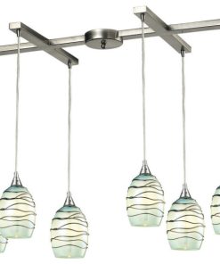 Vines 6-Light Mint Pendant, Satin Nickel