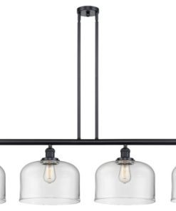 X-Large Bell 3-Light Island-Light, Matte Black, Clear