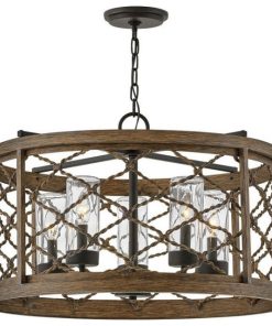 5 Light Small Outdoor Hanging Lantern in Coastal Style - 26 Inches Wide by 16.5