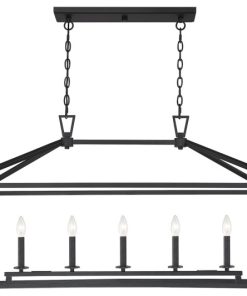 Townsend 5-Light Linear Chandelier, Matte Black