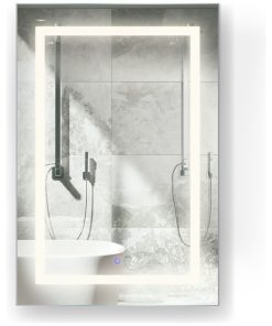 24" Wide LED Medicine Cabinet With DeFog, Dimmer, and Outlets, 36"t, Right 3000k