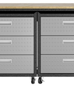 3-Piece Fortress Mobile Space-Saving Steel Garage Cabinet And Worktable 6.0 In