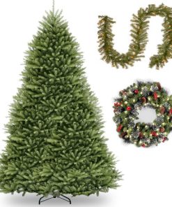 12' Dunhill Fir Hinged Tree, Norwood Fir Garland, 24" Crestwood Spruce Wreath