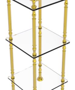 Three Tier Etagere with 14" x 14" Shelves, Polished Brass