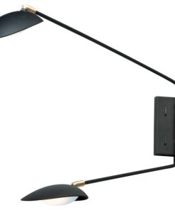 21692BKSBR Scan 2-Light LED Pin-Up Wall Sconce in Black / Satin Brass