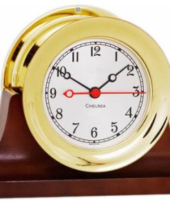 4.5" Chelsea Shipstrike Quartz Clock in Brass on Contemporary Base