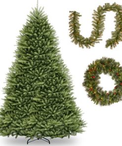 12' Dunhill Fir Hinged Tree, Norwood Fir Garland, 30" Crestwood Spruce Wreath