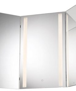 31.5 x 43.5 Tri-Fold LED Bathroom Vanity Mirror LightsWall Mounted Makeup