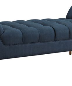 Modern Contemporary Medium Fabric Bench, Navy, Fabric