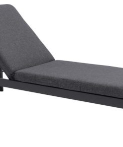 74 Inches Fabric Padded Aluminum Chaise Lounge, Dark Gray