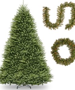 12' Dunhill Fir Hinged Tree, Norwood Fir Garland, 36" Crestwood Spruce Wreath