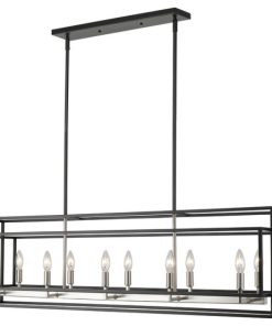 Titania Island/Billiard Light, 10-Light, Black, Brushed Nickel, 13"H