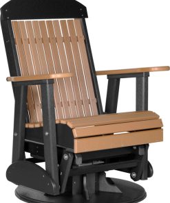 2' Poly Highback Swivel Glider Chair, Cedar/Black