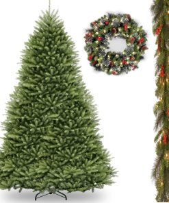 12' Dunhill Fir Hinged Tree,Crestwood Spruce Garland,24" Crestwood Spruce Wreath
