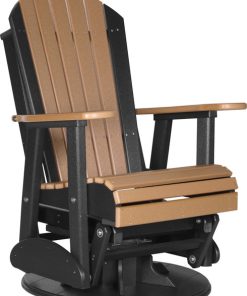 2' Poly Adirondack Swivel Glider Chair, Cedar/Black