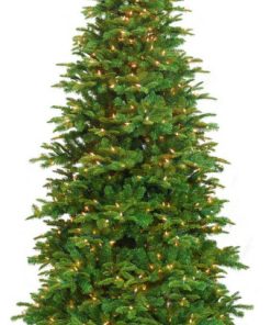 7.5' Pre-Lit Slim Tiffany Pine Deluxe Artificial Christmas Tree, White Lights