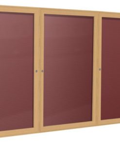 Ghent's Vinyl 36" x 72" 3 Door Enclosed Flannel Letterboard in Burgundy Red