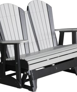 4' Poly Adirondack Glider Bench, Dove Gray/Black