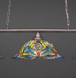 Toltec Oxford Island Light In Brushed Nickel, Kaleidoscope Tiffany