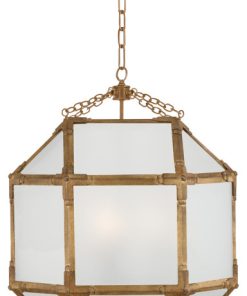 Suzanne Kasler Morris 3 Light Foyer Pendant, Gilded Iron, Frosted Glass