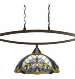 Toltec Lighting 873-BRZ-936 Bow - Three Light Billiard/Island