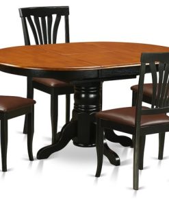 5-Piece Dining Room Set For 4-Oval Dinette Table With Leaf And 4 Dining Chairs
