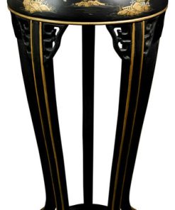 36" Lacquer Plant Stand, Black Landscape