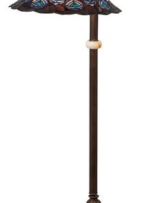 61H Tiffany Peacock Feather Bridge Arm Floor Lamp