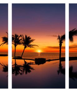3 Panel Art,Palm Trees and Beach Wall Decor Artwork, 96x60