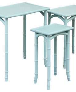 24 Inch Hand-carved Bamboo Nesting Table (Set of 3) 24 Inch Hand-carved