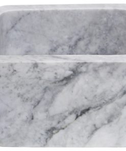 18-inch Single Bowl Bar Sink in Carrara White Marble with Polished Apron