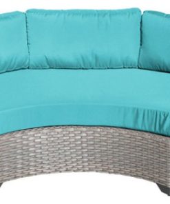 TK Classics Florence Curved Armless Patio Sofa in Turquoise