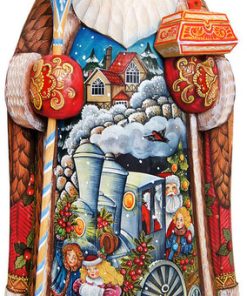Train Ride Santa, Woodcarved Figurine