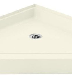 Sterling Intrigue 39"x39"x4.875" Vikrell Center Corner Shower Base, Off-White