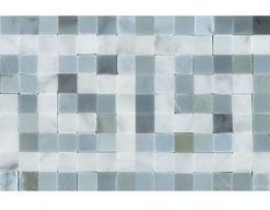 4"x12" Ferrari Honed Marble Key Border, Ferrari, Blue-Gray, Set of 50