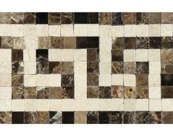 4"x12" Emperador Dark Key Border, Emp. Dark, Crema Marfil, Set of 50