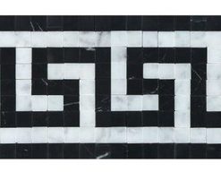 4"x12" Ferrari Polished Marble Key Border, Ferrari, Black, Set of 50