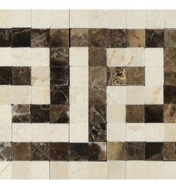 4"x12" Crema Marfil Polished Key Border, Crema Marfil, Emp. Dark, Set of 50