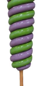 7' Lime Green And Purple Upside Down Candy Cone Tree On Base