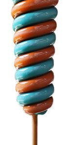 7' Orange And Aqua Upside Down Candy Cone Tree On Base