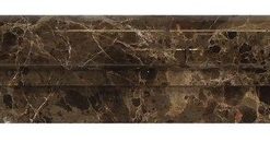 2"x12" Polished Emperador Dark Marble Single-Step Chair Rail Trim, Set of 50