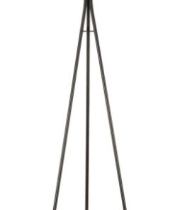 Valley Medium Tripod Floor Lamp in Aged Iron and Gild with Linen Shade