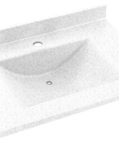 Swan Contour Solid Surface Bathroom Vanity Top, Arctic Granite