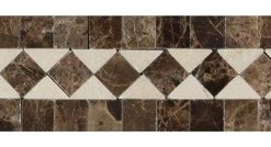 2"x12" Emperador Bias Border, Crema Marfil Mediterranean Dots, Set of 50