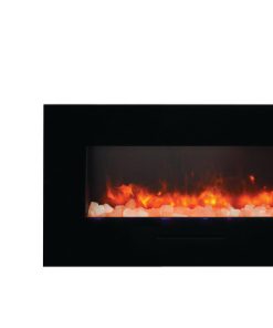 34" Flush Mount fireplace with Black Glass Surround, Log set
